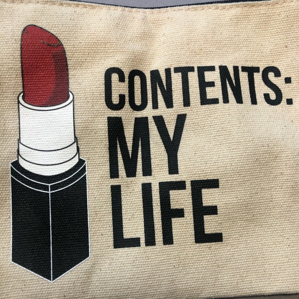 “Contents : My Life” make up bag